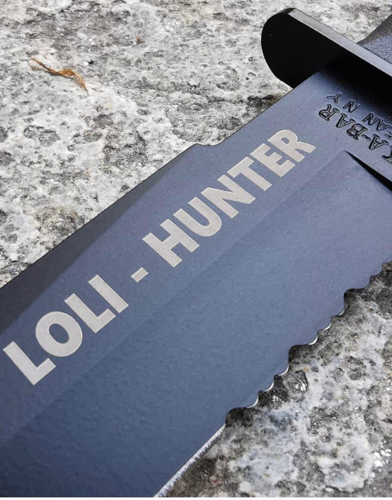 incisione testo su coltello militare ka bar