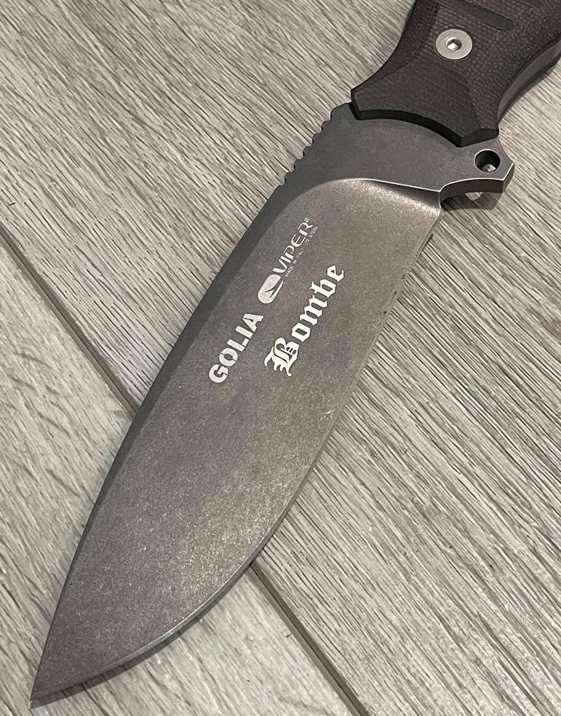 incisione testo su coltello Golia Viper