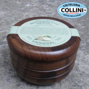 Mondial - Crema da Barba Bergamotto Neroli con ciotola in legno 140 ml - Made in Italy