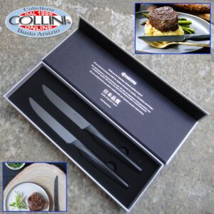 Kyocera - Set 2 coltelli bistecca lama in ceramica nera