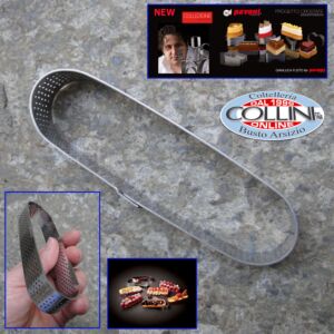 Pavoni - Fascia inox microforata monoporzione ovale - Dim. 78 x 36,5 mm. x h 20 mm - PROGETTO CROSTATE 