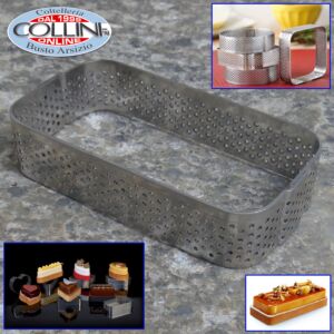 Pavoni - Fascia inox microforata monoporzione rettangolo 88 x 46 mm. h 20 mm. - PROGETTO CROSTATE 