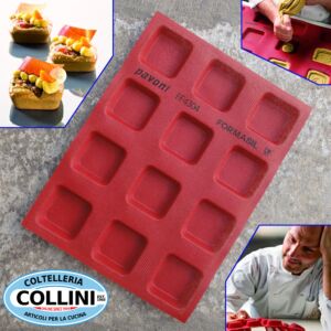 Pavoni - FORMASIL - Stampo microforato in silicone - 12 impronte quadrate 