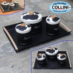 Made in Italy  - Set colazione LA NERINA - Vassoio con barattoli 
