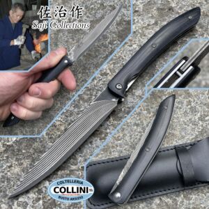 Takeshi Saji - Black Damascus Steak knife - SPG2 Damascus e Micarta - coltello artigianale 