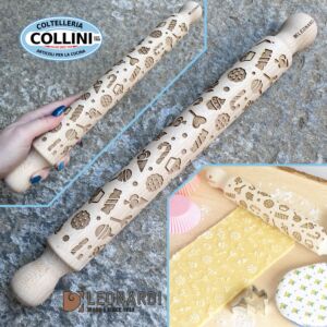 Made in Italy -  Mattarello con incisioni - 40cm - Dolci - Utensile per pasta fresca 