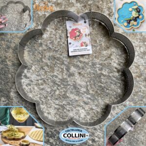 Decora - Sagoma microforata in acciaio inox - Fiore - 24x24x3,5cm - Crostata
