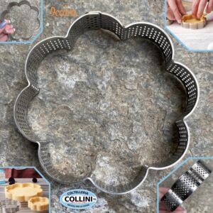 Decora - Sagoma microforata in acciaio inox - Fiore - 9x9x2,5cm - Crostata