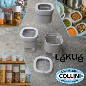 Lékué - Set di 3 contenitori  per la conservazione di pasta - riso -farine e altro - Flit Storage Set 
