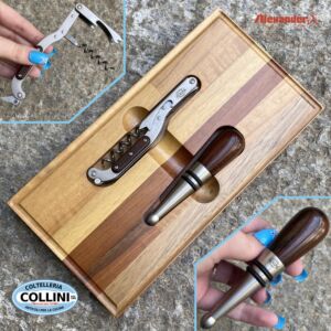 Alexander - Set da vino su plancia in legno - 3 pezzi - VINTAGE