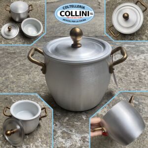 Made in Italy - Pentola bombata con 2 manici e coperchio in alluminio con ciotola ceramica - 12cm - LE PICCOLE 