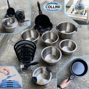 Cookvision - Batteria di pentole in acciaio impilabile per induzione - 24 pezzi - Nero 