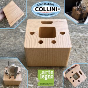Artelegno - Contenitore portautensili per manicure quadrato vuoto - Legno di faggio - 5 posti