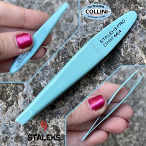 Staleks Pro - EXPERT 64 - Pinzetta per sopracciglia - Bordi smussati stretti - Azzurro