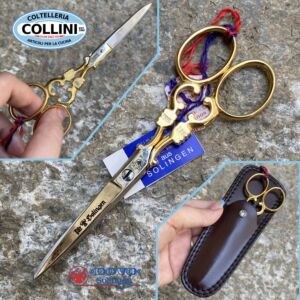 Dovo - ALT SOLINGEN - Forbice ricamo da 5" placcata oro con custodia in pelle 