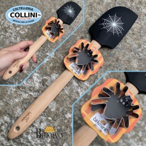 Birkmann - Set spatola in silicone con formina per biscotti di halloween - Ragno 