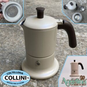 Made in Italy  - ANGELINA - Caffettiera in alluminio 3 tazze Induzione - PERLA 