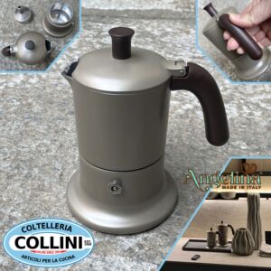 Made in Italy - ANGELINA - Caffettiera in alluminio 3 tazze Induzione - ORO