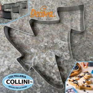 Decora - Sagoma microforata in acciaio inox - ALBERO DI NATALE - 24x24x3.5cm - Crostata