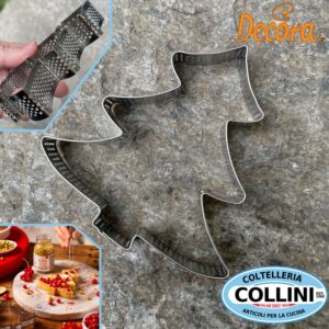Decora - Sagoma microforata in acciaio inox - MINI ALBERO DI NATALE - 10x10x2cm - Crostata