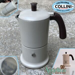 Made in Italy  - ANGELINA - Caffettiera in alluminio 6 tazze Induzione - PERLA 