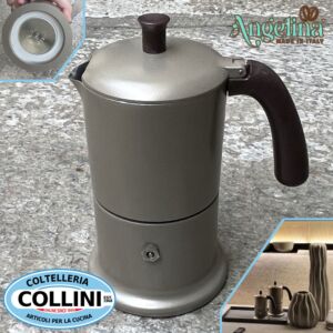 Made in Italy  - ANGELINA - Caffettiera in alluminio 6 tazze Induzione - ORO 
