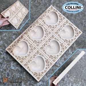 Made in Italy - Stampo per ravioli a cuore in legno naturale con 6 impronte