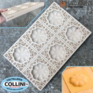 Made in Italy - Stampo per ravioli a fiore in legno naturale con 6 impronte