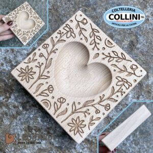 Made in Italy - Stampo per ravioli a cuore in legno naturale con 1 impronta