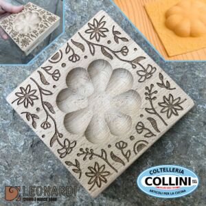 Made in Italy - Stampo per ravioli a fiore in legno naturale con 1 impronta