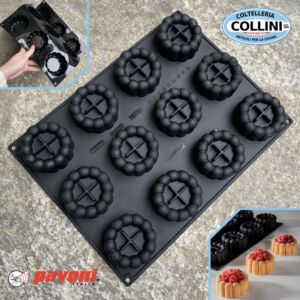 Pavoni - CHARME - Stampo in silicone con 12 impronte by Emmanuele Forcone per monoporzioni dolci e salate 