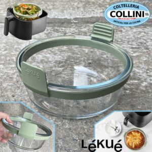 Lékué - Teglia rotonda in Vetro per Air Fryer , Forno e Microonde - 20.9 cm 