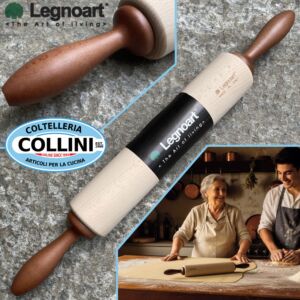 Legnoart - Mattarello in legno di faggio 51 cm con manici girevoli