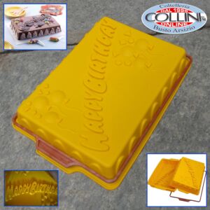 Silikomart - Stampo in silicone tortiera rettangolare - Happy Birthday - compleanno 