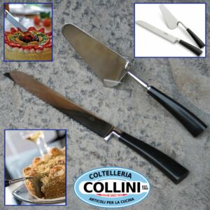 Del Ben - Coltello e Paletta da Torta con manico in legno di ebano - pasticceria 