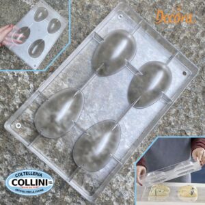 Decora - Stampo per 4 uova da 70 gr in policarbonato - cioccolato 