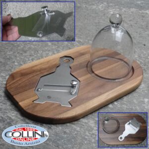 Made in Italy - Vassoio in  legno con affetta tartufi e campana in vetro 