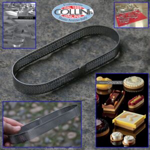 Pavoni - Fascia inox microforata Ovale cm. 7x19 h cm. 2 - PROGETTO CROSTATE