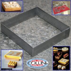 Pavoni - Fascia inox microforata quadrata cm. 19x19 cm. h 3,5- PROGETTO CROSTATE 