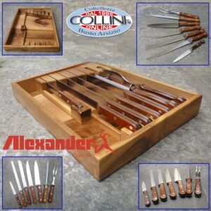 Alexander - Cassettiera in noce con 7 coltelli / accessori cucina - VINTAGE 