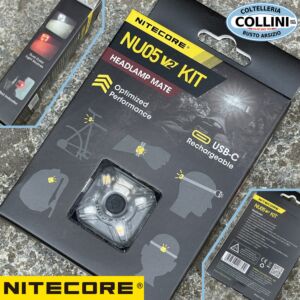 Nitecore - NU05 V2 Kit - Headlamp Mate - ultra compatta, ricaricabile USB - 40 lumens - Torcia Led